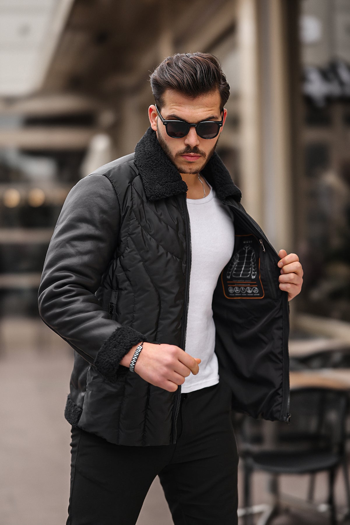 Veste en faux cuir Milano matelassée