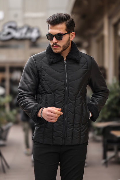 Veste en faux cuir matelassé