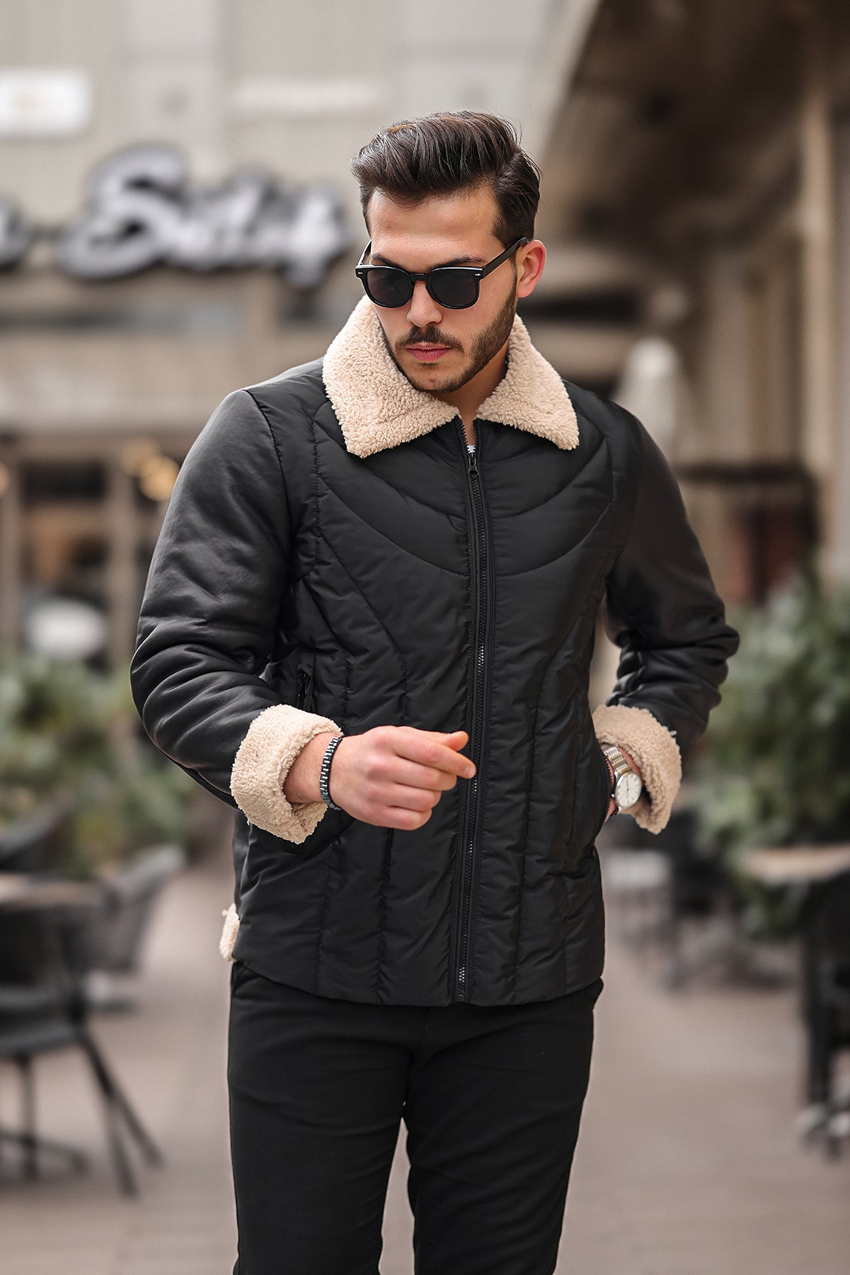 Veste en faux cuir Milano matelassée