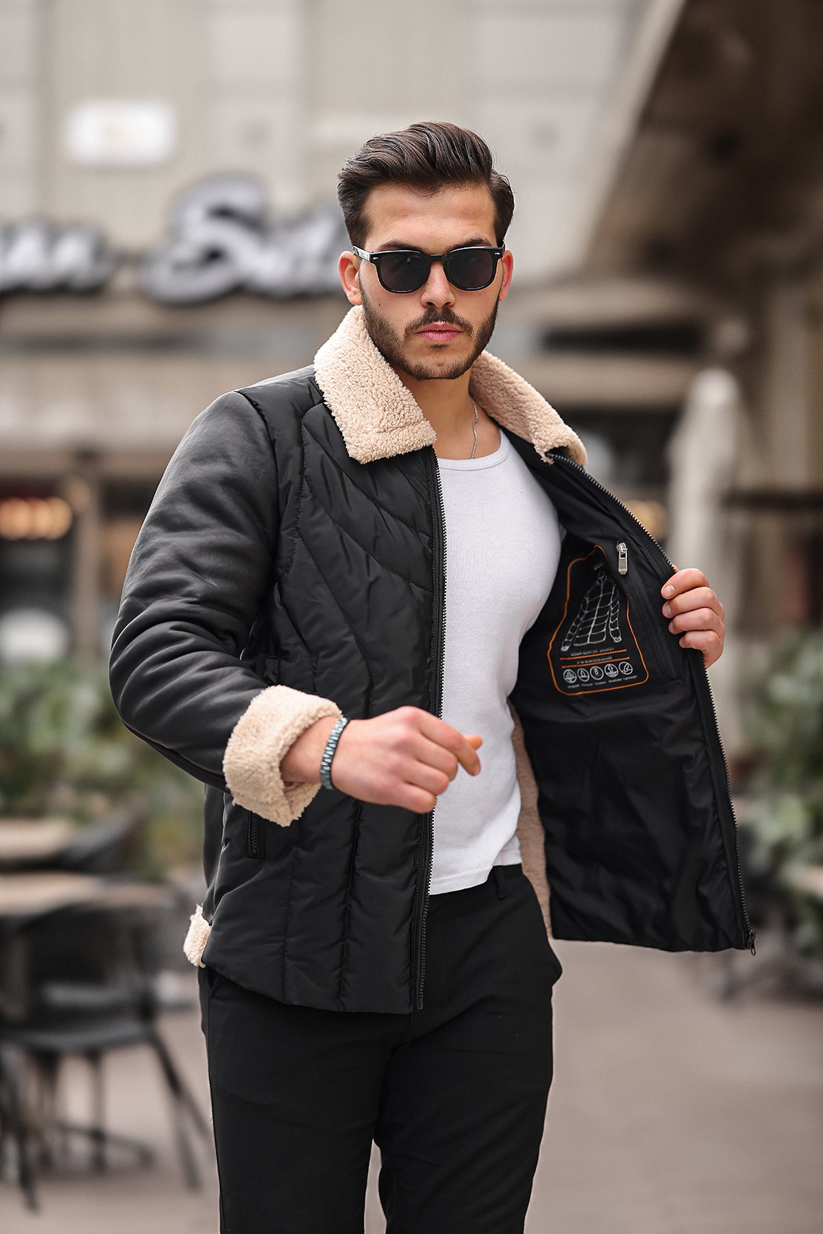 Veste en faux cuir Milano matelassée