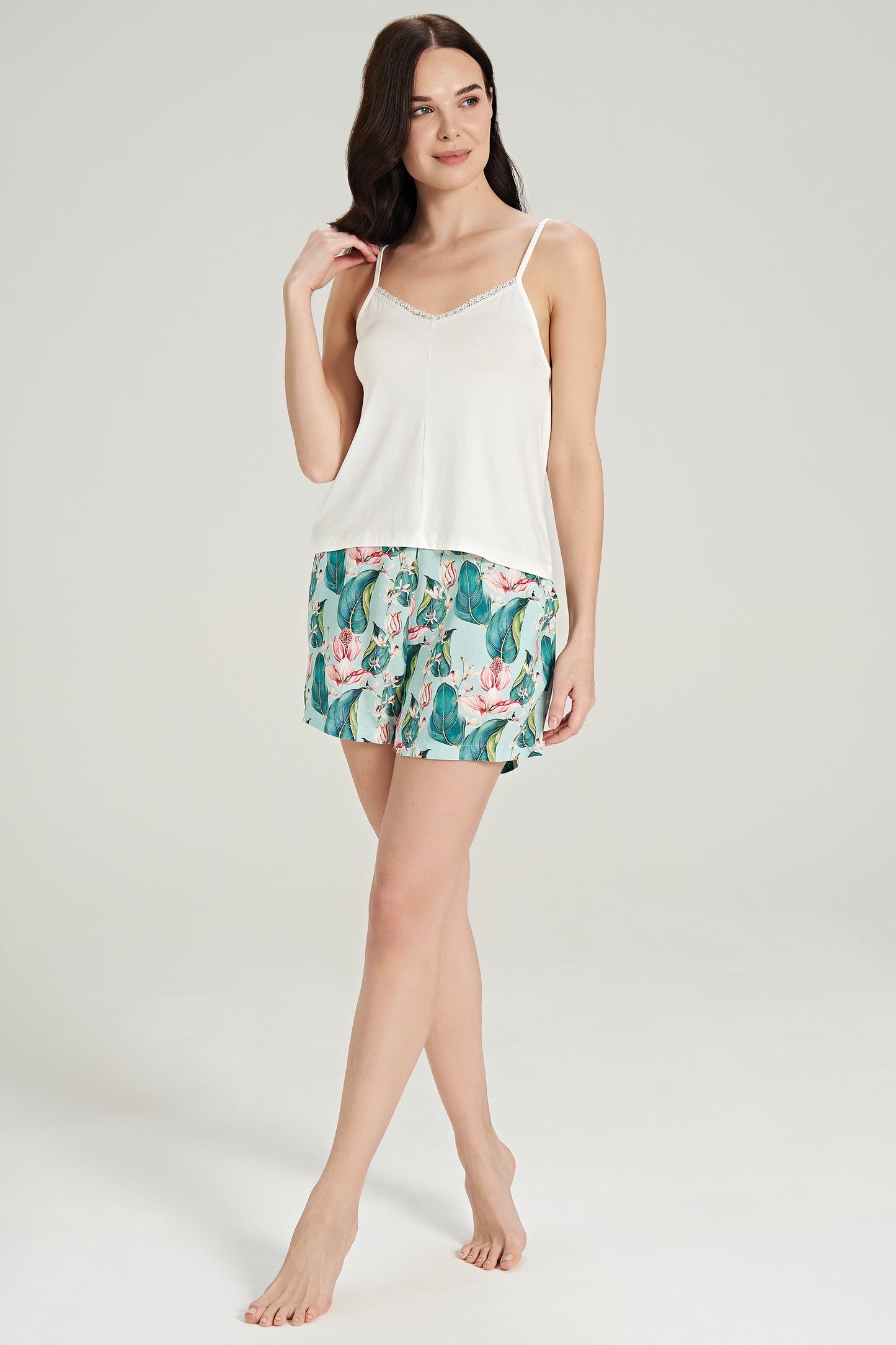 Gewebte Shorts mit Blattmuster 3er Set