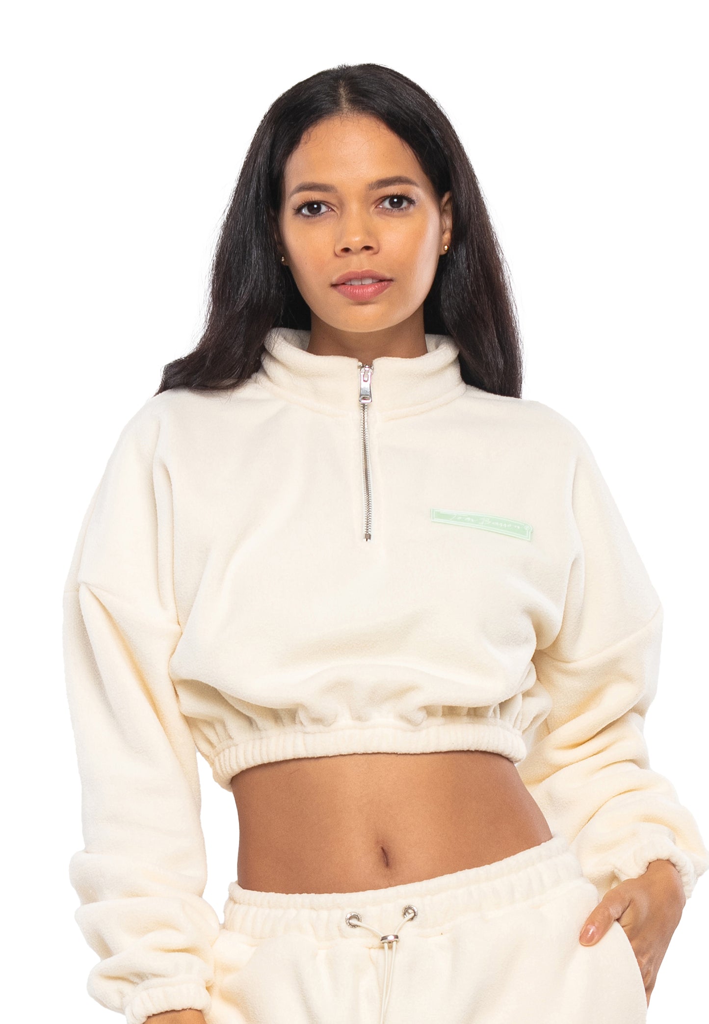 Cropped Fleece Übergröße Trainingsanzug