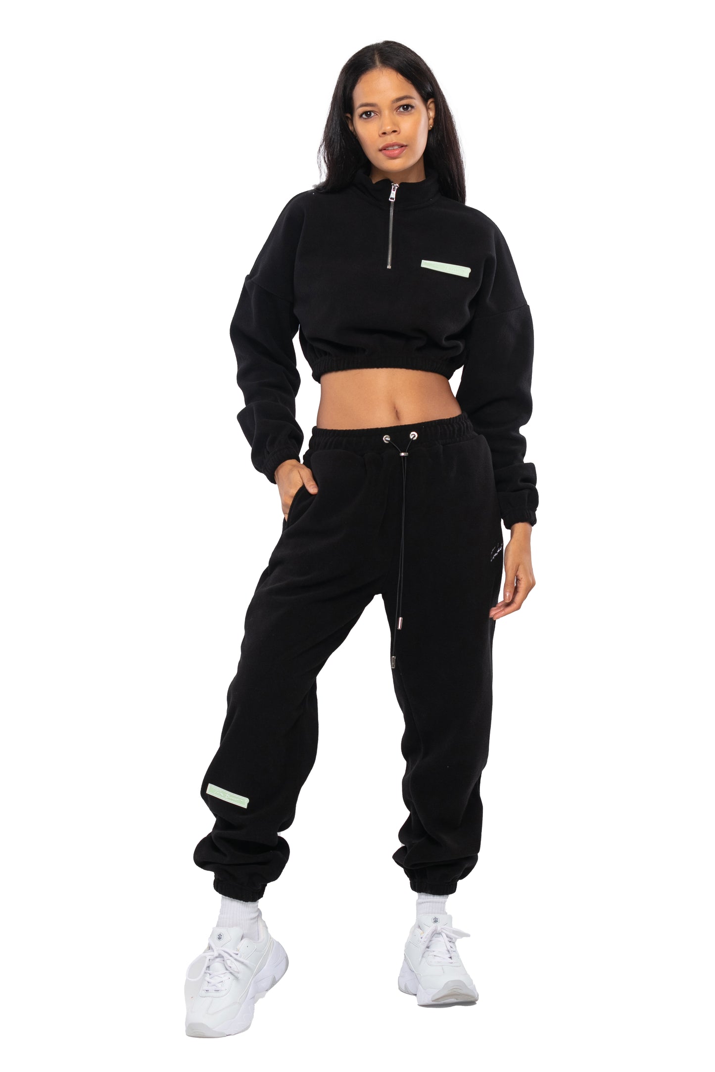 Cropped Fleece Übergröße Trainingsanzug