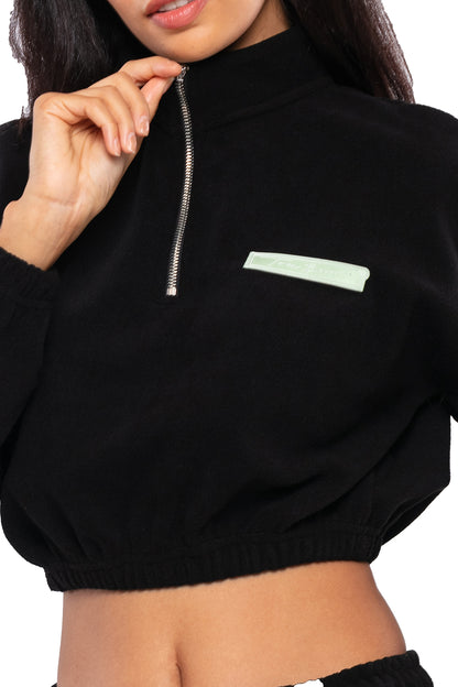 Cropped Fleece Übergröße Trainingsanzug