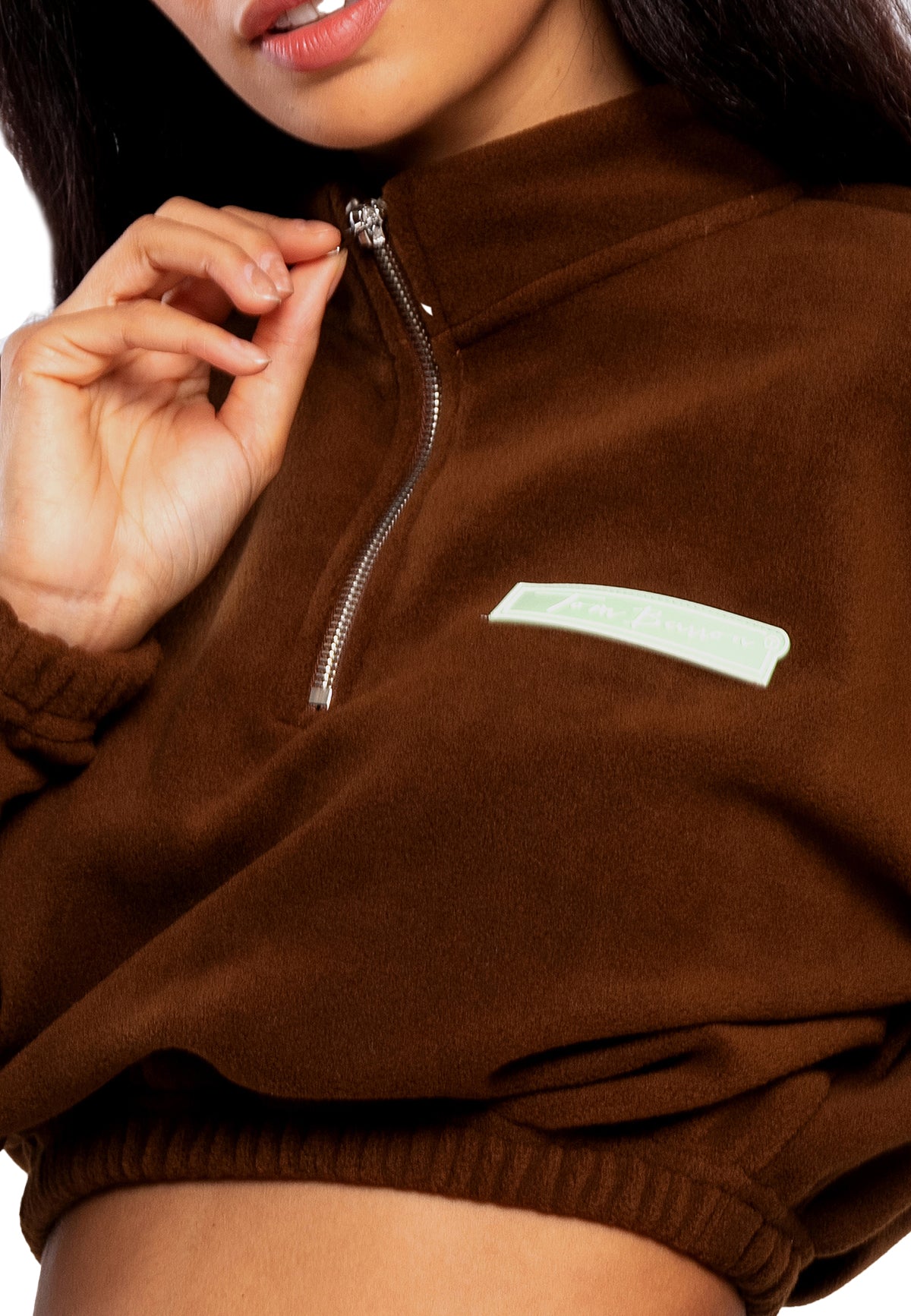 Cropped Fleece Übergröße Trainingsanzug