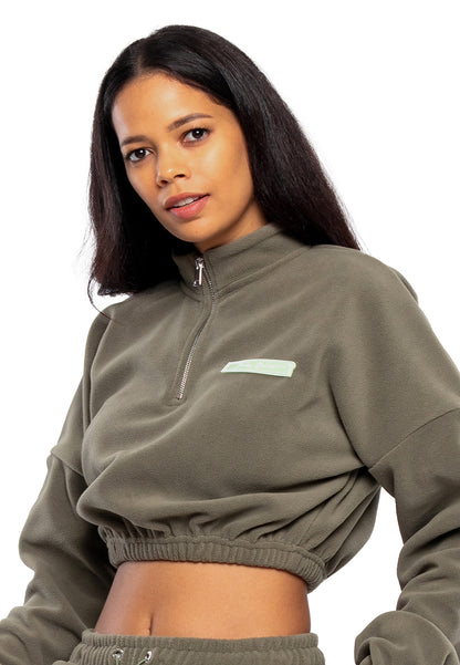 Cropped Fleece Übergröße Trainingsanzug