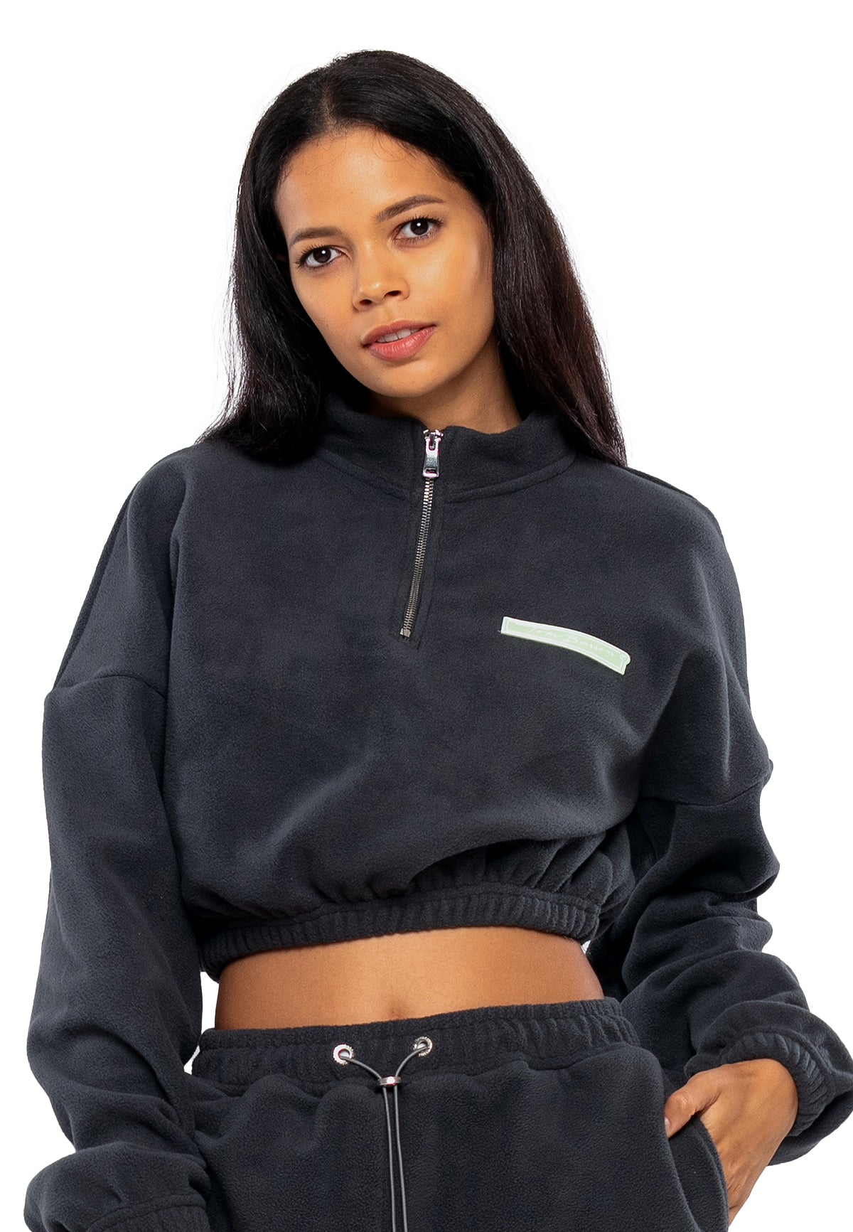 Cropped Fleece Übergröße Trainingsanzug