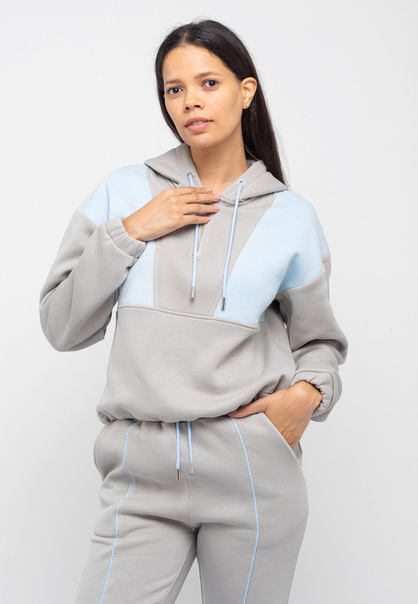 Zweifarbiger Half-Zip Trainingsanzug